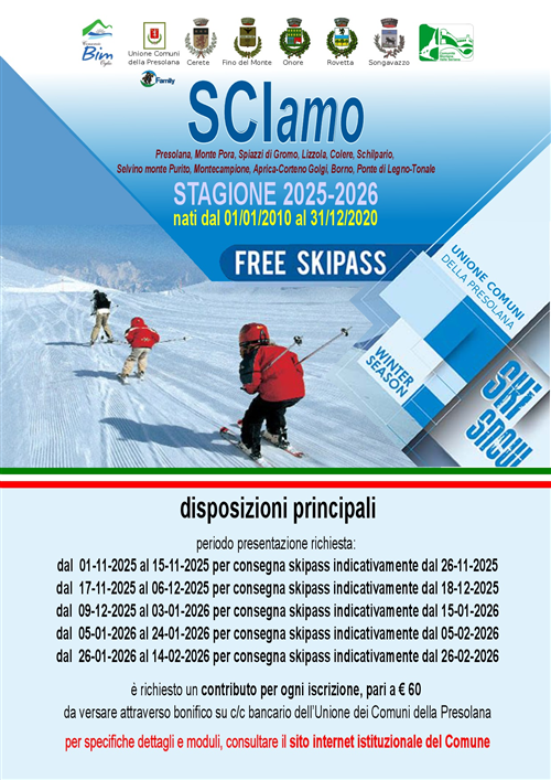 Adesione al Progetto Free Skipass stagione 2025-2026